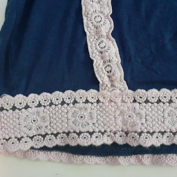 Pink Lemonade Navy Floral Embroidered Trim Pullover Tank Top Size 14 - Picture 7 of 12